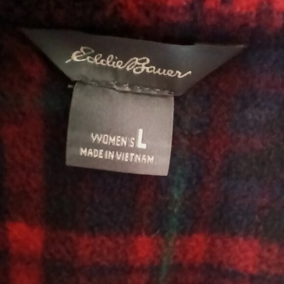 EDDIE BAUER womens fleece pullover plaid geometric 1/4 zip long-sleeved - large - Picture 6 of 11
